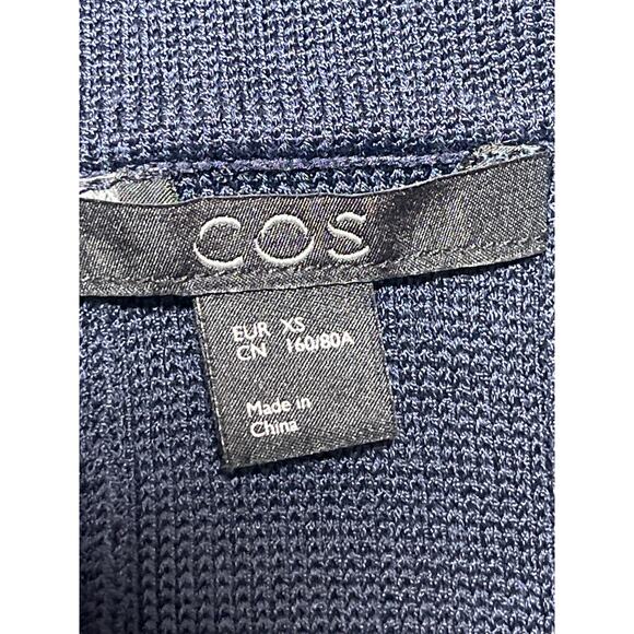 COS Women's Navy Blue Boat Neck Short Sleeve Knit Mini Shift Dress Size XS - Picture 3 of 4
